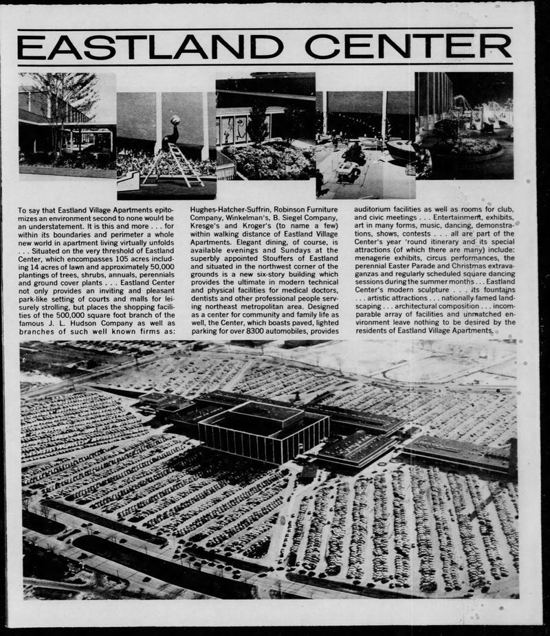 Eastland Center (Eastland Shopping Center, Eastland Mall) - Jan 1962 Article (newer photo)